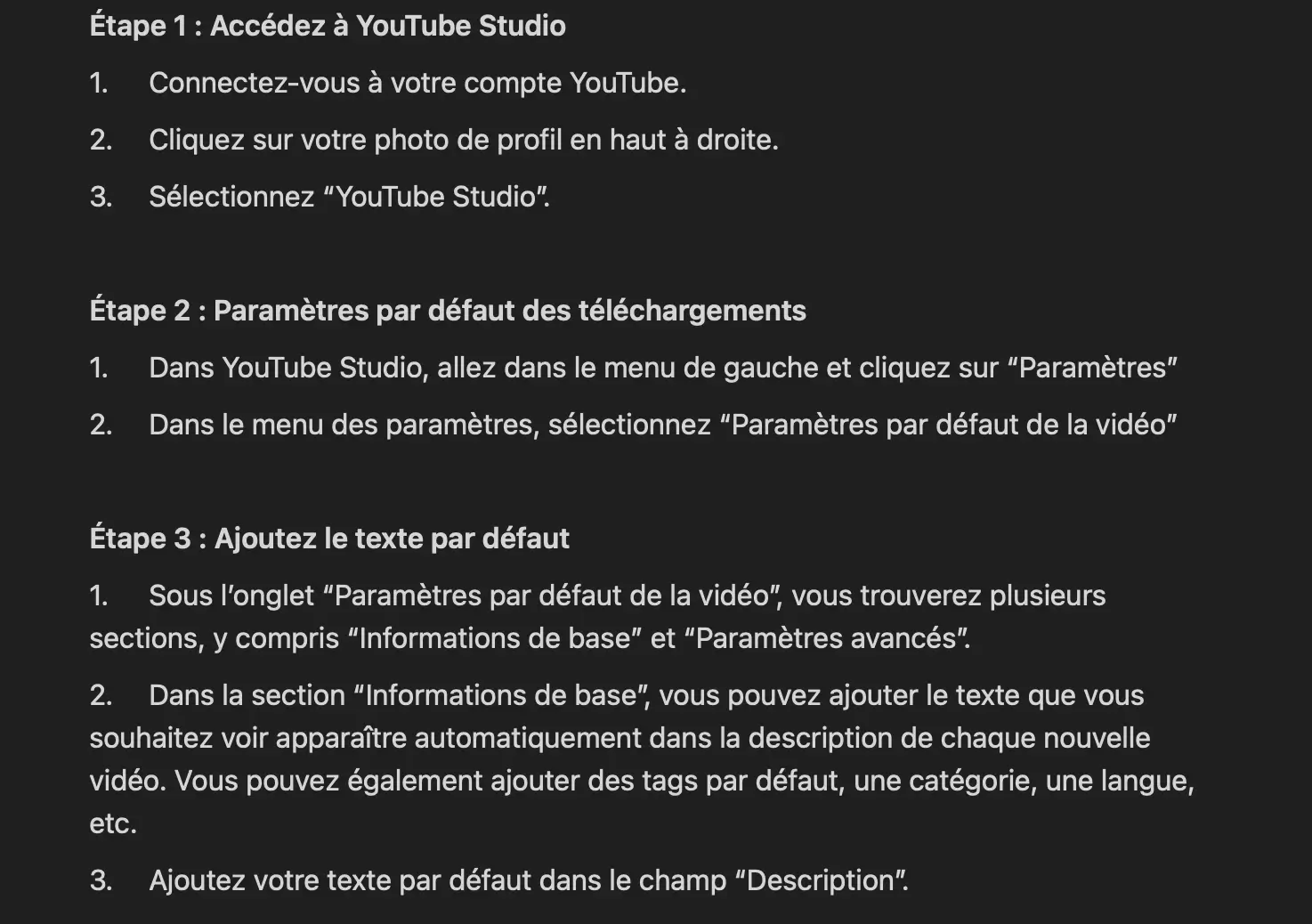 Tutoriel description uniforme youtube