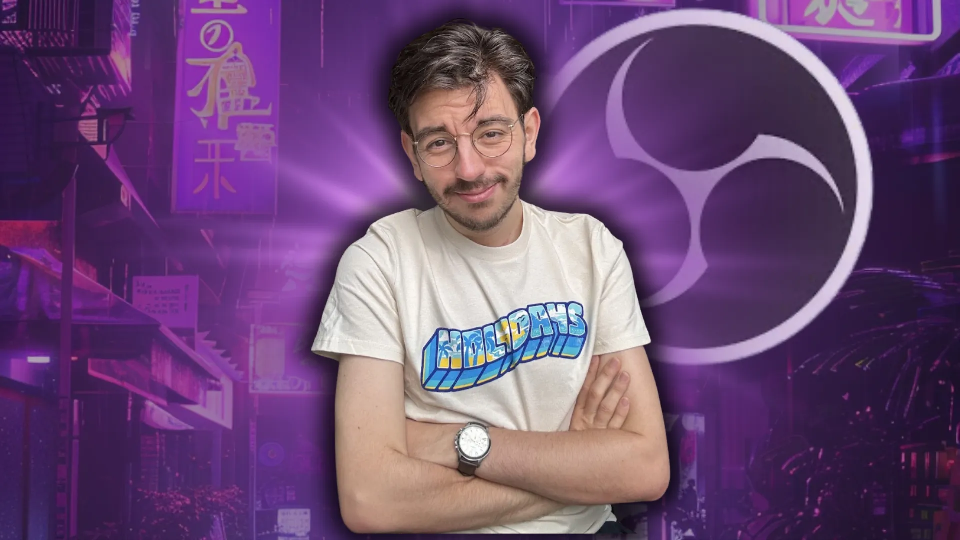 Steven avec le logo OBS en fond